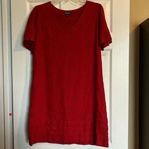 Nicole Miller women’s red floral linen blend  shift dress size large